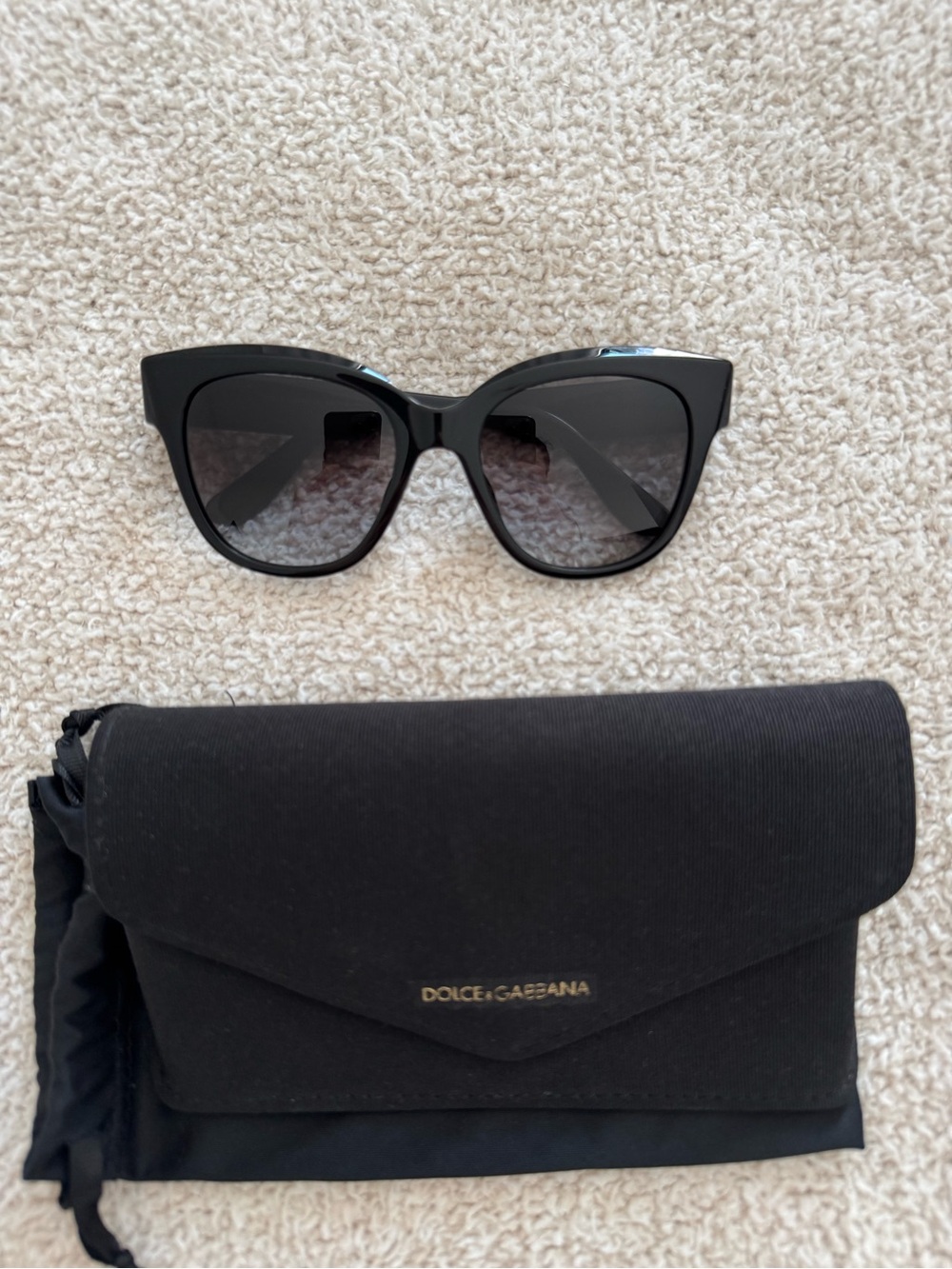 Dolce & Gabbana Glossy Black Cat-Eye Sunglasses